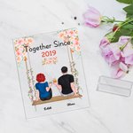 Personalized Couple Sitting on Swing Together Flower Decoration Acrylic Plaque Girlfriend Gifts House Decorations