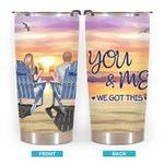 Personalised Seaside Sunset This Couple on Chairs 20oz Tumbler Anniversary Gift for Hot and Cold Drinks