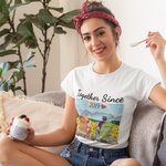 Personalised Sunflower Summer Vacation Couple asic Unisex T-shirt for His and Her