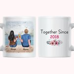 Personalised Young Couple Together Years Beach Vacation  White Ceramic Mug for Valentine's Day Anniversary Gift