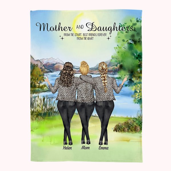 Personnalisé mère et fille meilleur ami pour toujours du coeur couverture fête des mères Thanksgiving jour cadeau commémoratif