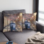 Henkilökohtainen vanha pari mukana toisiaan syksyn lehdet heittää tyynyn kansi Ystävänpäivä Home Decoration
