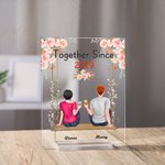 Personalized Couple Sitting on Swing Together Flower Decoration Acrylic Plaque Girlfriend Gifts House Decorations