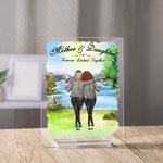 Madre e figlia personalizzate Buone feste Piccola placca acrilica di erba verde del fiume Decorazione acrilica per la festa della mamma