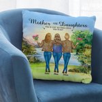Mère et fille personnalisées pour toujours liées ensemble Lakeside Vew jeter taie d'oreiller cadeau fête des mères canapé décor
