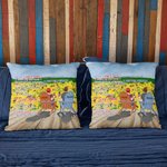 Gepersonaliseerd liefdesgedicht zonnebloemen tuin paar vrije tijd kussenhoes verjaardag cadeau slaapkamer decor