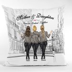 Personlig mor och dotter för evigt länkade tillsammans Paris Tower Throw Pillow Cover Bästa present till mamma soffa dekor