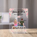 Personalised Couple Sitting on Chairs Cheers Flower  Acrylic Plaque Girlfriend Gifts Desk Ornament