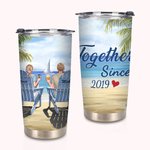 Personalized Together Since This Couple on Chairs Seaside Scenery 20oz Tumbler Valentine's Day Gift Daily Use