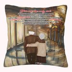 Personalized Grandparents Side By Side Autumn Old Couple Throw Pillow Cover Anniversary Wedding Gift for Living Room
