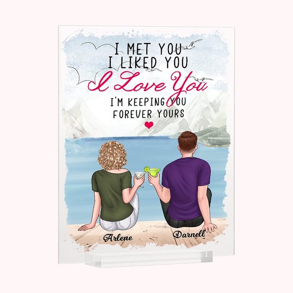 Personalised Couple Sitting by The Lake Mountain Annoying Each Other Acrylic Plaque Boyfriend Gifts House Decorations