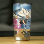 Personalised Travel Partners for Life Couple on Chairs Snow Mountain Scenery 20oz Tumbler Couple Gift Daily Use