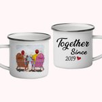 Tasse personnalisée en émail de mouette de montagne de bord de mer de couple ensemble solide et durable Noël Saint-Valentin