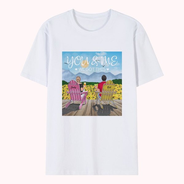 Personalized Sunflower Summer Vacation Couple Travel T-shirt for Birthday Anniversary Gift