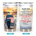 Personalized I Love You First Love Sunset Old Couple 20oz Tumbler Daily Use Easy to Take Birthday Anniversary Gift