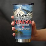 Personalised I'm Keeping You Forever Yours This Couple on Chairs Snow Mountain Scenery 20oz Tumbler Couple Gift for Hot and Cold Drinks