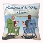Personalizzato Marito e moglie partner di viaggio per la vita Natura Holiday Throw Pillow Cover Regalo di compleanno Sofa Decor