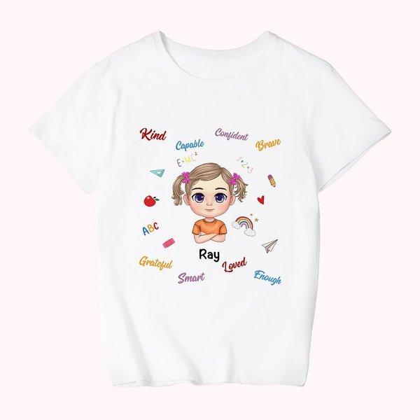 Personalizzato ragazza ragazzo scuola vita infantile sfondo colorato bambino T-shirt laurea casa