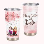 Besties personnalisés assis sous des fleurs d'arbre La vie est meilleure avec le cadeau de gobelet Besties 20 oz pour un usage quotidien de meille