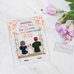 Personalised Couple Sitting on Swing Annoying Each Other Flower Decoration Acrylic Plaque Gifts for Couples Desk Ornament