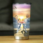 Personalised Seaside Sunset This Couple on Chairs 20oz Tumbler Anniversary Gift for Hot and Cold Drinks