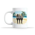Personalized Mother and Daughters from The Start Beach Coconut Tree Design White Ceramic Mug Mother's Day Gift