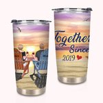 Personalised Together Since Seaside Sunset This Couple on Chairs 20oz Tumbler Valentine's Day Gift Daily Use
