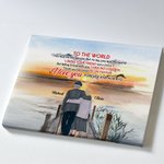 Personalized Old Couple Sunset to the World Love You Forever Poster Frameless Painting Valentine's Day Anniversary Wall Decoration
