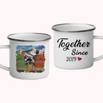 Personnalisé ensemble neige montagne voyage Couple amour émail tasse facile à nettoyer anniversaire saint valentin cadeau