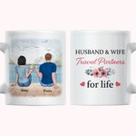 Personalized Husband and Wife Beach Summer Vacation Couple Sweet Travel White Ceramic Mug for Office and Home