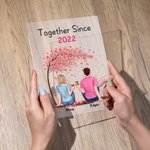 Personalized Couple Sitting Under Tree Drink Together Flower Acrylic Plaque Girlfriend Gifts Acrylic Decoration