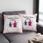 Personalized Couple Sitting on Chairs Cheers Flower Decoration Love Chair Throw Pillow Cover Couple Gifts Valentine's Day Gift