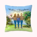 Mère et fille personnalisées pour toujours liées ensemble Lakeside Vew jeter taie d'oreiller cadeau fête des mères canapé décor
