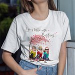 Maglietta personalizzata Life is Better with Besties Sitting Under Tree Cheers Regalo per le amiche del cuore