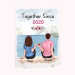 Plaque acrylique personnalisée Couple assis au bord d'un lac Fleur de montagne Cadeaux pour petit(e) ami(e) Ornement de bureau