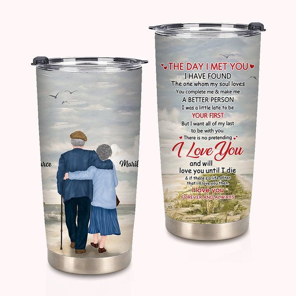 Personalized I Love You When I Met You Old Couple Walk Seaside 20oz Tumbler Christmas Birthday Valentine's Day Daily Use