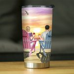 Personalised I'm Keeping You Forever Yours Seaside Sunset This Couple on Chairs 20oz Tumbler Valentine's Day Gift Daily Use