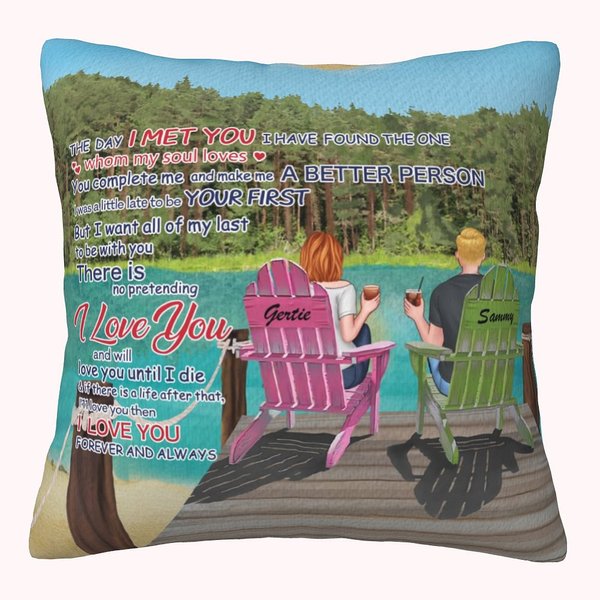 Personalisierte Liebeserklärung Lyrik Poesie I Love You Lakeside Holiday Throw Pillow Cover Valentinstagsgeschenk für Wohnzimmer