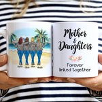 Personalised Mother and Daughter Forever Linked Together Beach Holiday Design White Ceramic Mug Mom Gifts