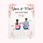 Personalised Couple Sitting on Chairs Cheers Flower  Acrylic Plaque Girlfriend Gifts Desk Ornament