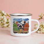 Personnalisé ensemble neige montagne voyage Couple amour émail tasse facile à nettoyer anniversaire saint valentin cadeau
