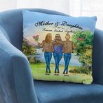 Taie d'Oreiller Personnalisée avec Nom et Personnage au Bord du Lac Coucher de Soleil Cadeau de Fête des Mères pour Elle