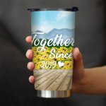 Personalized Together Since Sunset This Couple on Chairs Sunflowers 20oz Tumbler Anniversary Gift for Hot and Cold Drinks