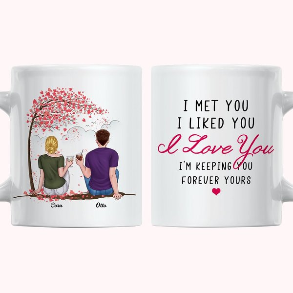 Personalizzato I Met You I Liked You I Love You Celebrazione di coppia Tazza in ceramica bianca Regalo di coppia
