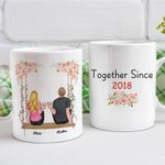 Personalized Swing Couple Together for Years Love Story White Ceramic Mug Couple Gift Dishwasher and Microwave Safe