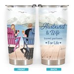 Partenaires de voyage personnalisés pour la vie Iceberg View Couple on Chairs 20 oz Tumbler Cadeau d'anniversaire pour boissons chaudes et froides