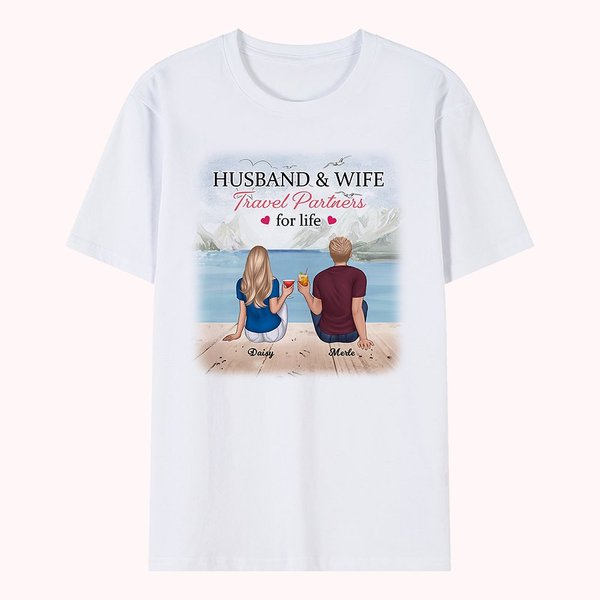 Mari et femme voyagent jeune couple T-shirt Cheer Saint Valentin