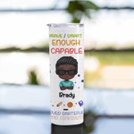 Premi d'ingresso personalizzati per bambini Icona di apprendimento scarabocchio dritto Skinny Tumbler Compleanni Bottiglia d'acqua riutilizzabile