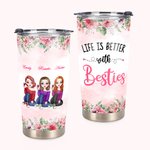 Spersonalizowany kubek Besties Life is Better with Besties Cheers 20oz Prezent dla najlepszego przyjaciela na gorące i zimne napoje Prezent dla przyjaźni