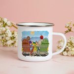 Personalised Together Sunny Day Sunflower Vacation Couple Enamel Mug with Handle Easy to Clean Anniversary Valentine's Day